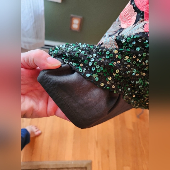 Sz 8 Varun Bahl Green Sequin Dress w/Applique NWT - Picture 10 of 11